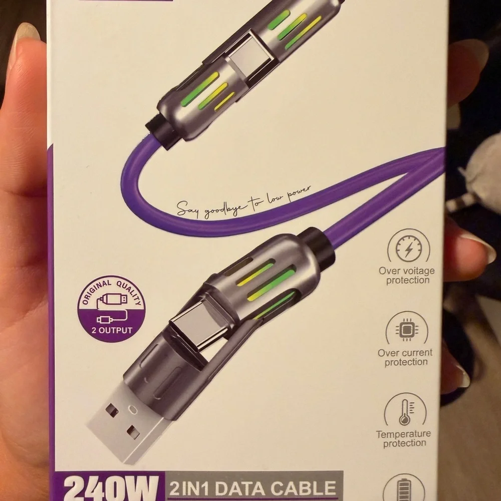 High-Power 240W 2-in-1 Data Cable - Purple